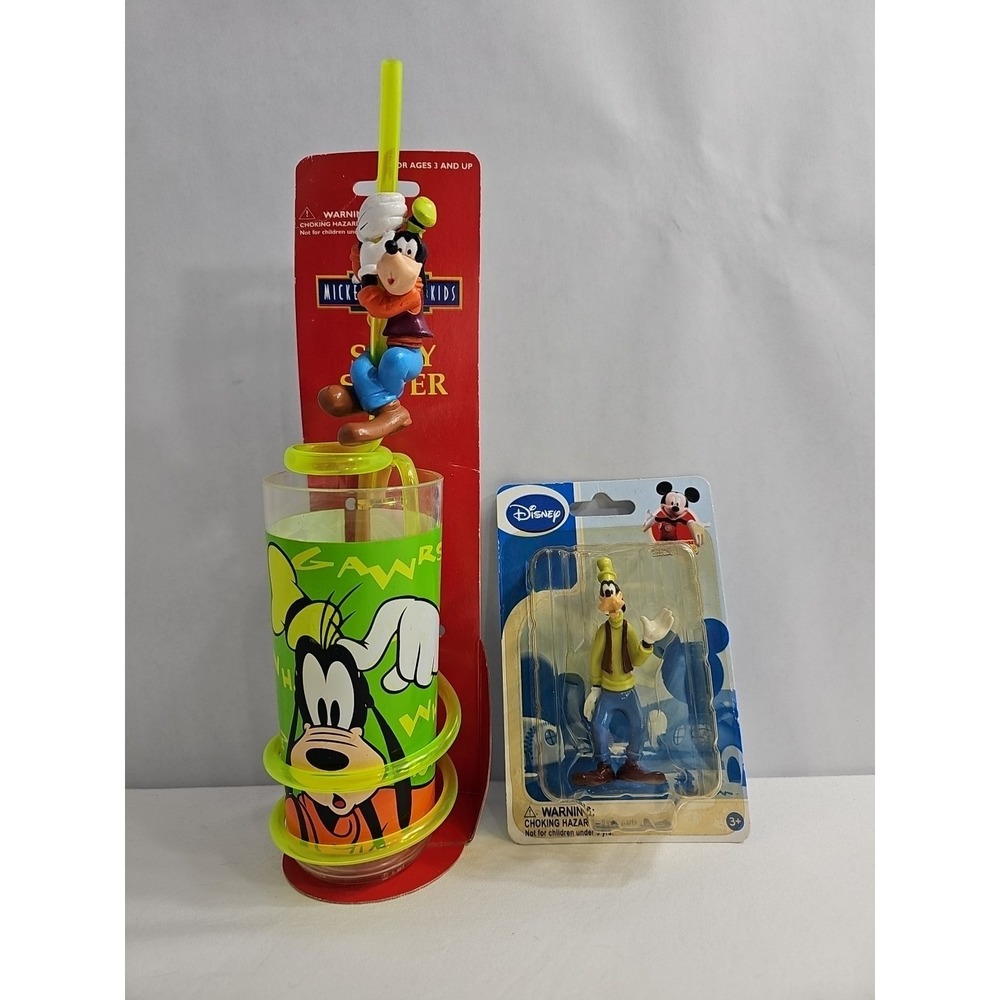 Vintage New Disney Goofy Bundle - Silly Sippy Cup & 3in Figure - 1990's Products